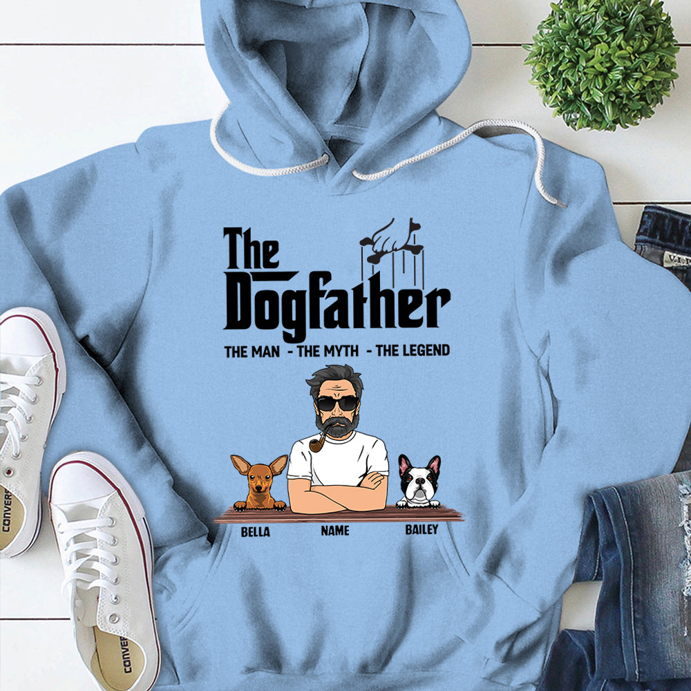 Personalized Man With Dog, The Dogfather, The Man The Myth The Legend, Dog Dad Shirts, Gift For Dog Lovers