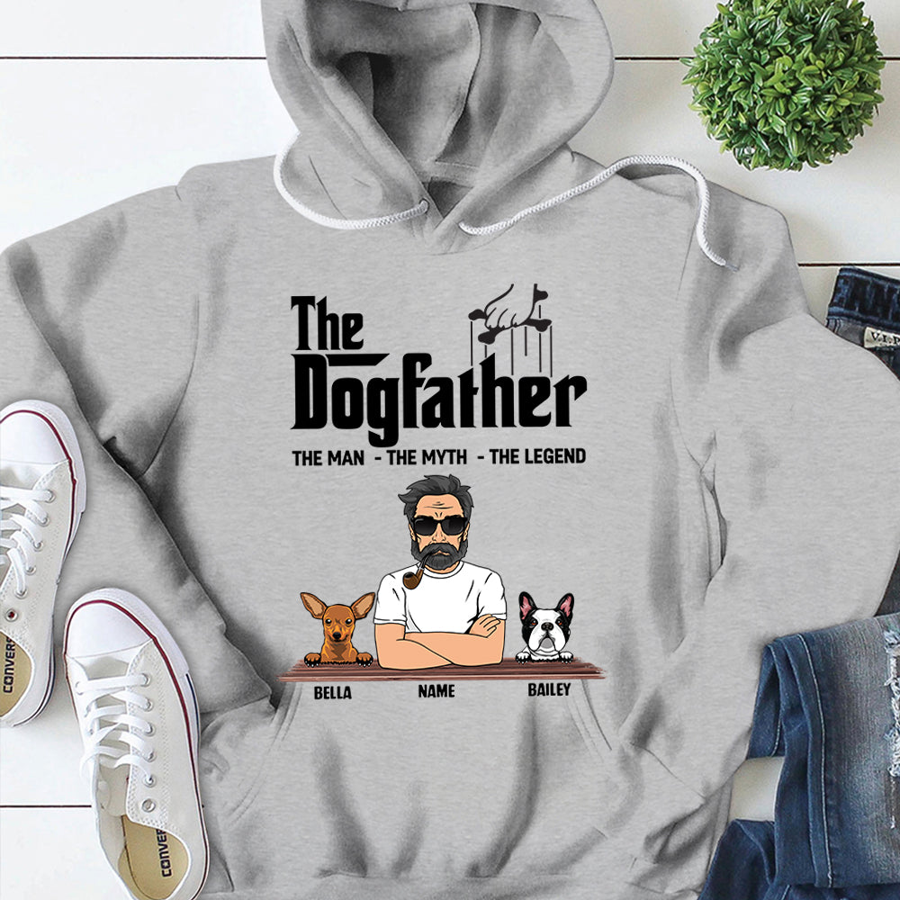 Personalized Man With Dog, The Dogfather, The Man The Myth The Legend, Dog Dad Shirts, Gift For Dog Lovers