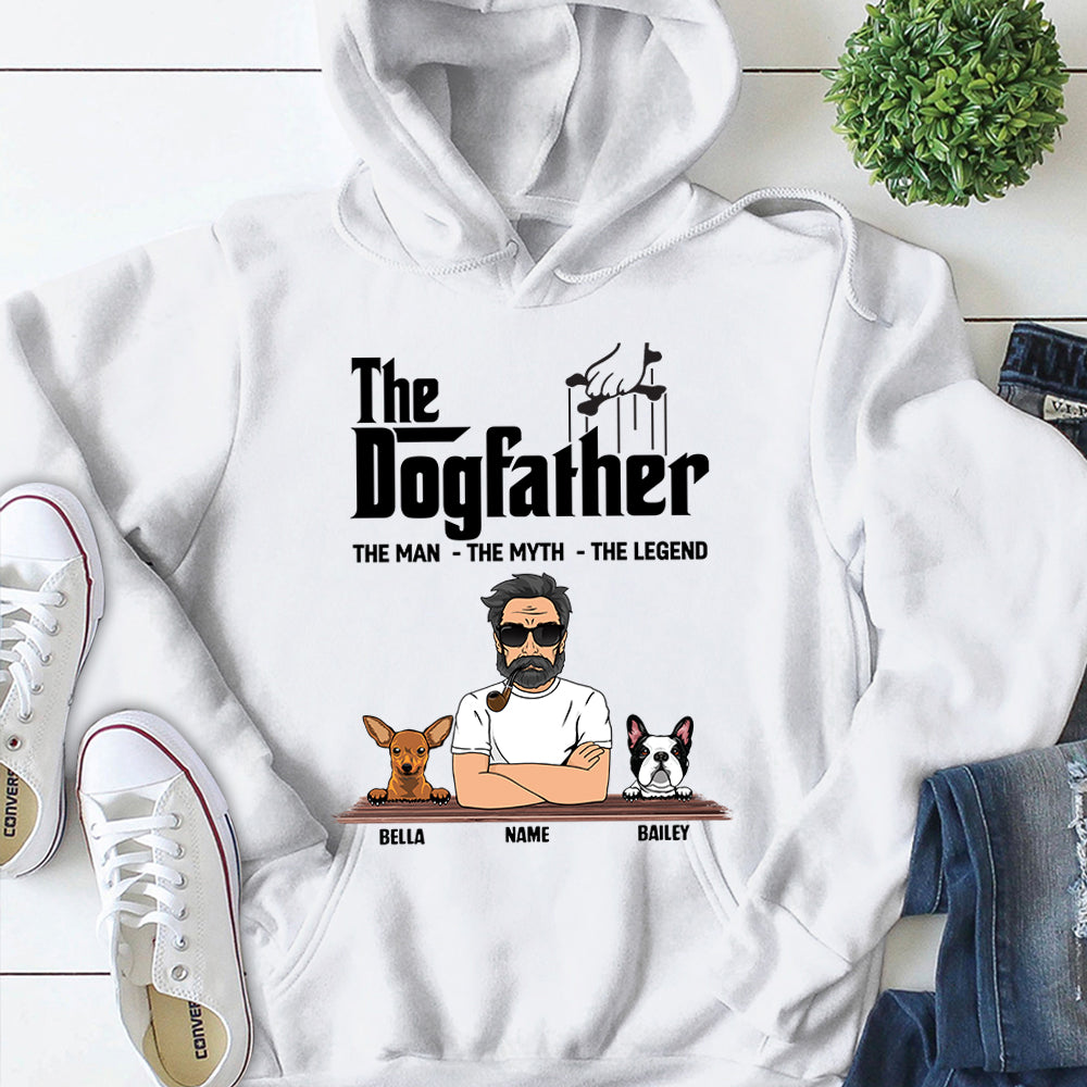 Personalized Man With Dog, The Dogfather, The Man The Myth The Legend, Dog Dad Shirts, Gift For Dog Lovers