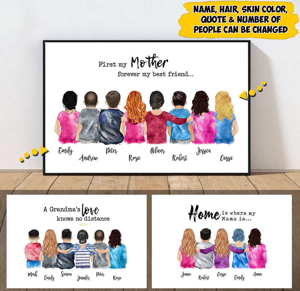 Personal Mother's Hug Mom/Daughters/Sons, Sisters/Brothers Poster Canvas, Perfect Gift For Mother's Day