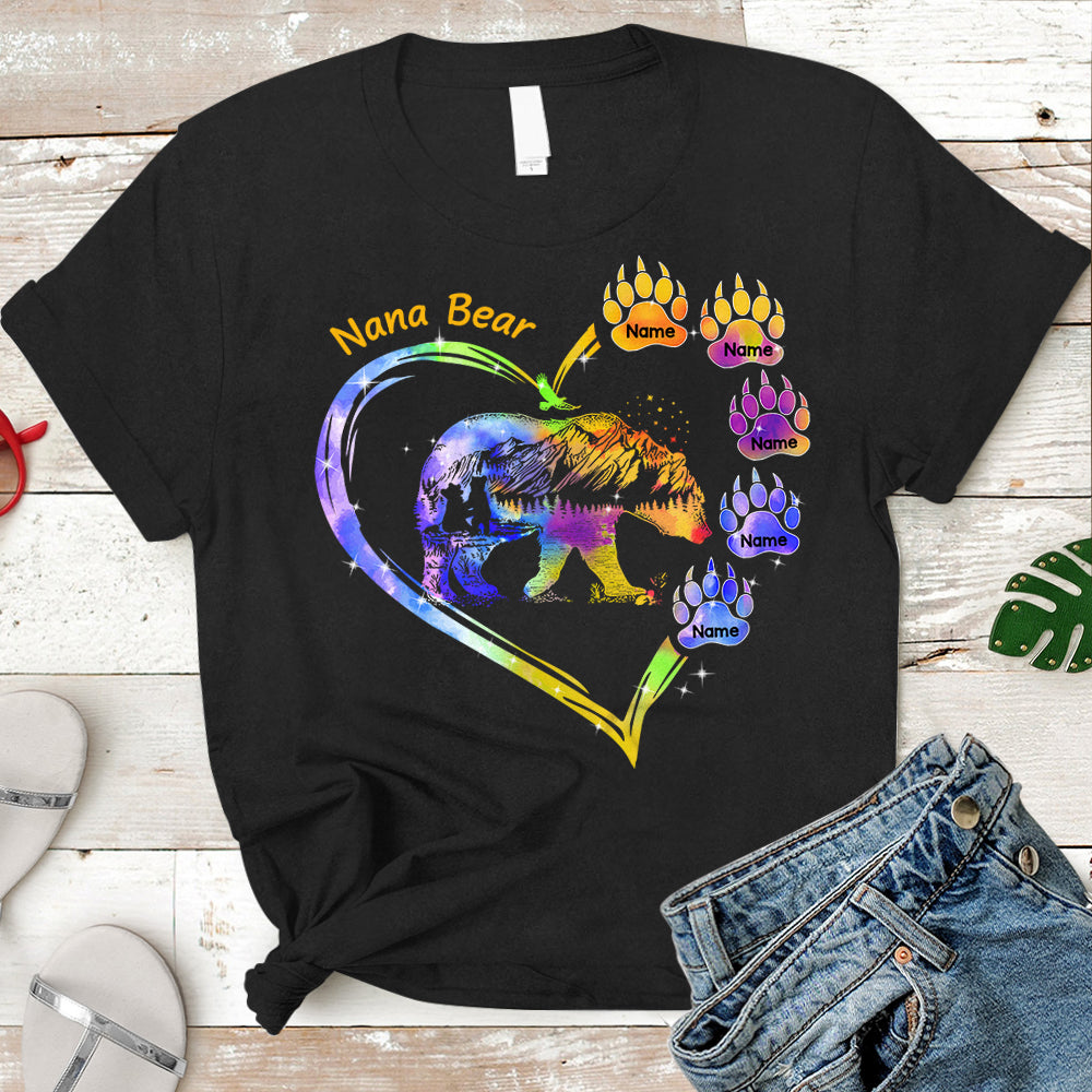 Personalized Grandma Bear T-Shirt , Mom T-Shirts , Nickname & Grandkid's Names Can Be Changed