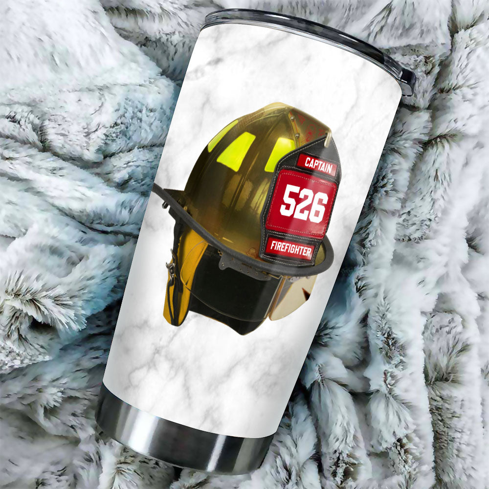 Firefighter's Helmet, Personalized Tumbler, Custom Helmet And Number