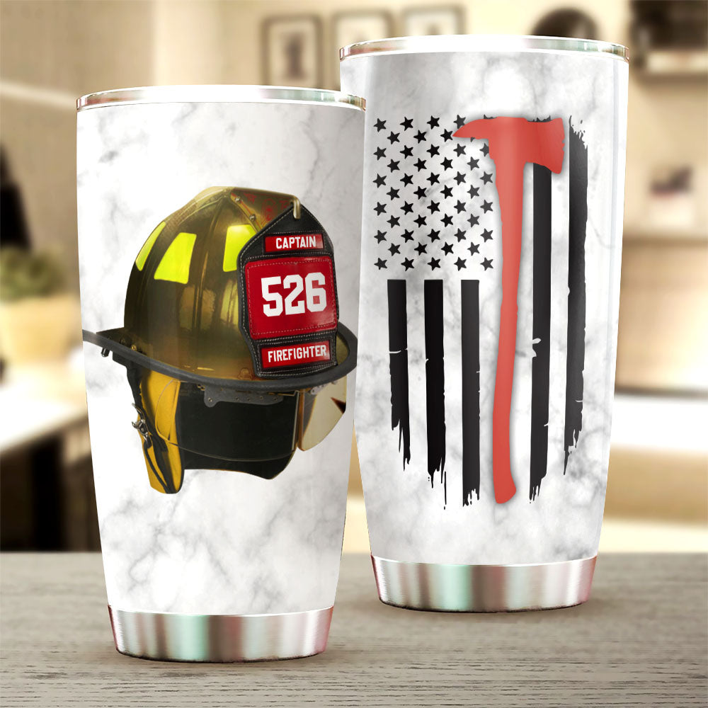 Firefighter's Helmet, Personalized Tumbler, Custom Helmet And Number