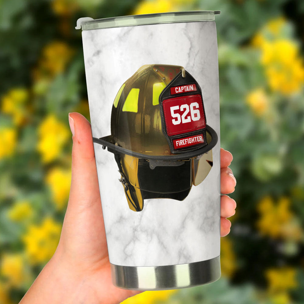 Firefighter's Helmet, Personalized Tumbler, Custom Helmet And Number