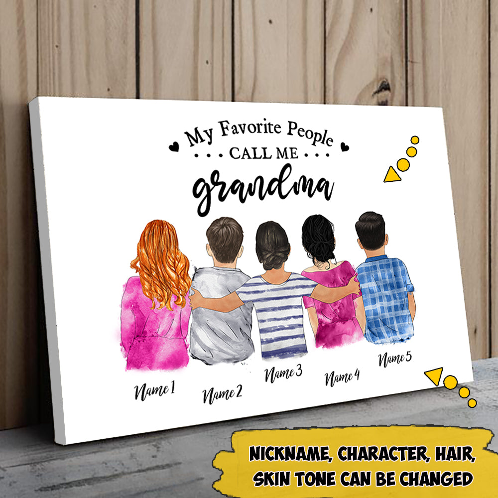 Custom Grandma's Hug, My Favorite People Call Me Nickname Poster Canvas, Perfect Gift For Mother's Day