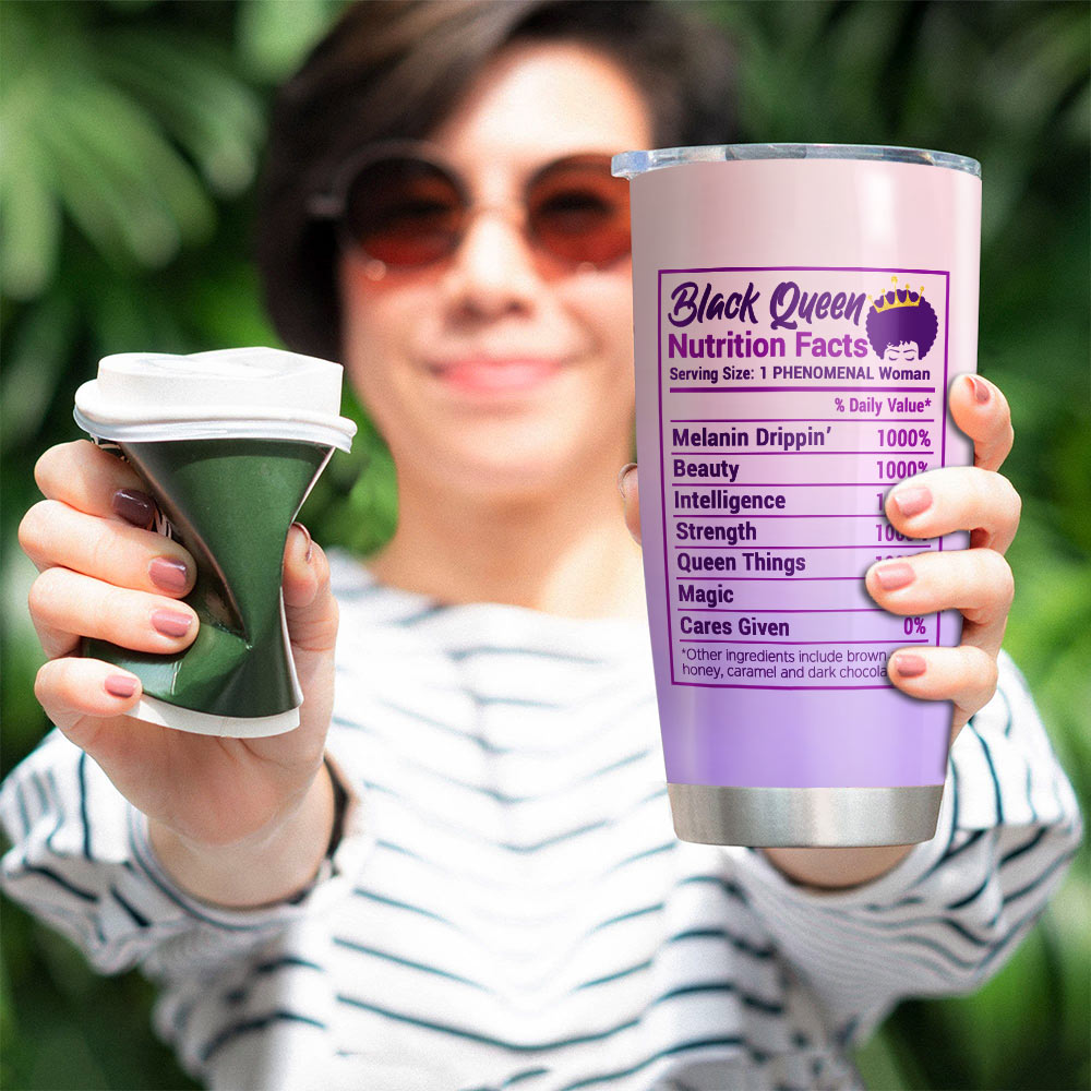 Black Queen Nutrition Facts, Personalized Tumbler For Black Woman Black Girl, Name & Character Can Be Changed