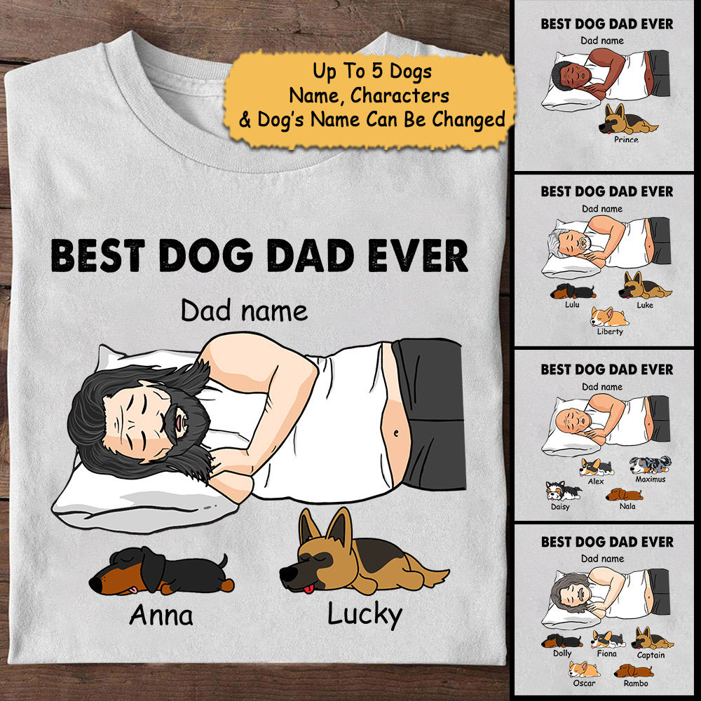 Personalized Dad Bod Sleeping With Dog, Best Dog Dad Ever, Father's Day Shirts, Gift For Dog Dad, Dog Lovers