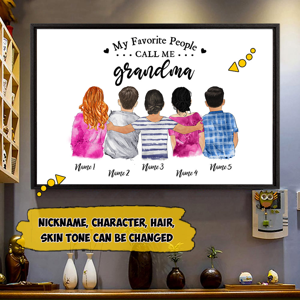 Custom Grandma's Hug, My Favorite People Call Me Nickname Poster Canvas, Perfect Gift For Mother's Day
