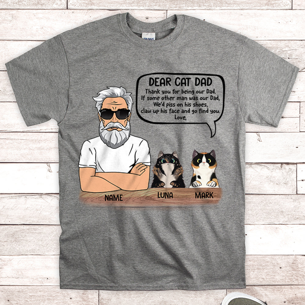 Personalized Man With Cat, Dear Cat Dad, Thank You For Being Our Dad, Father's Day Shirts, Gift For Cat Lovers