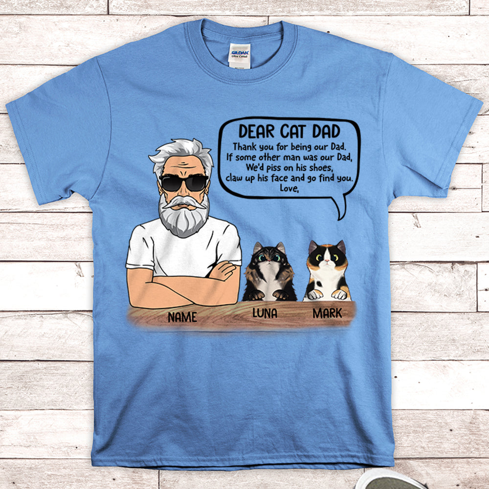 Personalized Man With Cat, Dear Cat Dad, Thank You For Being Our Dad, Father's Day Shirts, Gift For Cat Lovers
