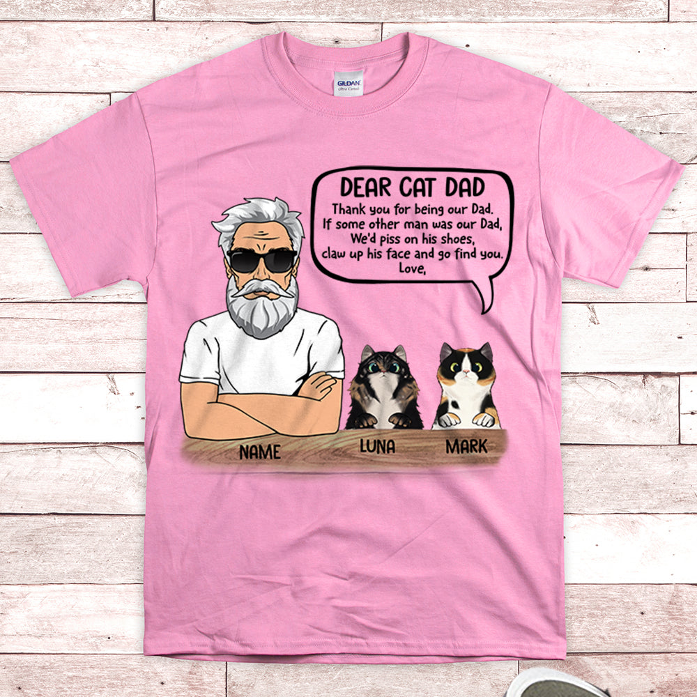 Personalized Man With Cat, Dear Cat Dad, Thank You For Being Our Dad, Father's Day Shirts, Gift For Cat Lovers