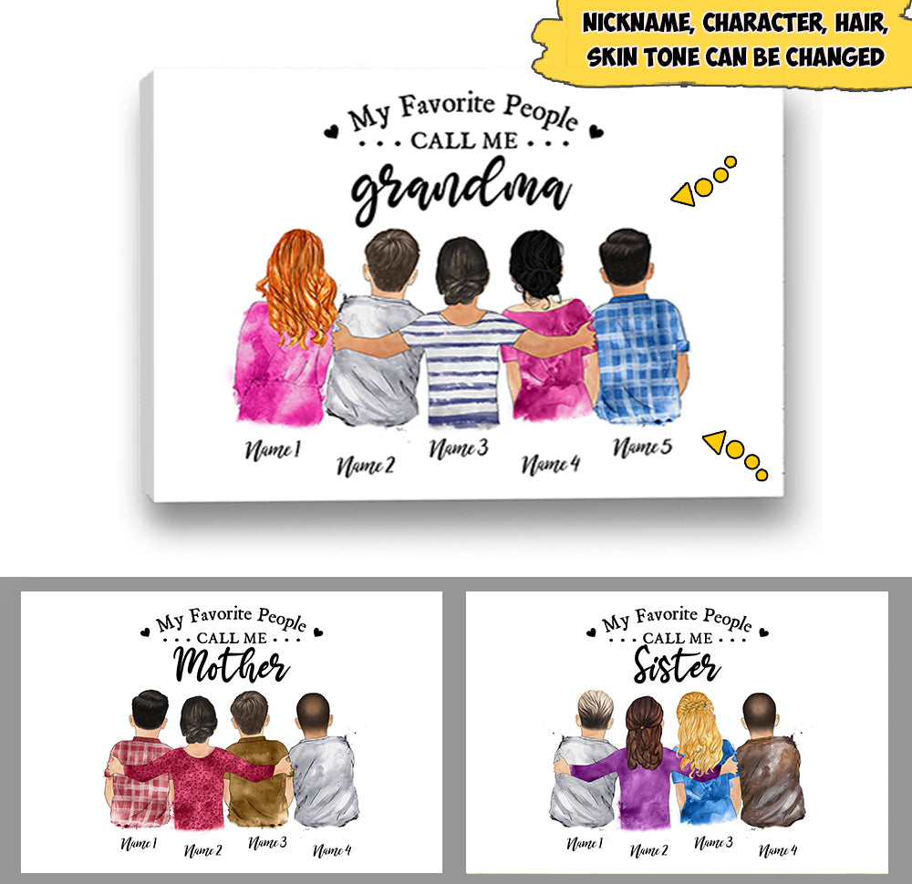 Custom Grandma's Hug, My Favorite People Call Me Nickname Poster Canvas, Perfect Gift For Mother's Day