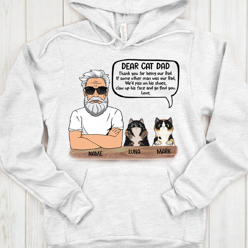 Personalized Man With Cat, Dear Cat Dad, Thank You For Being Our Dad, Father's Day Shirts, Gift For Cat Lovers