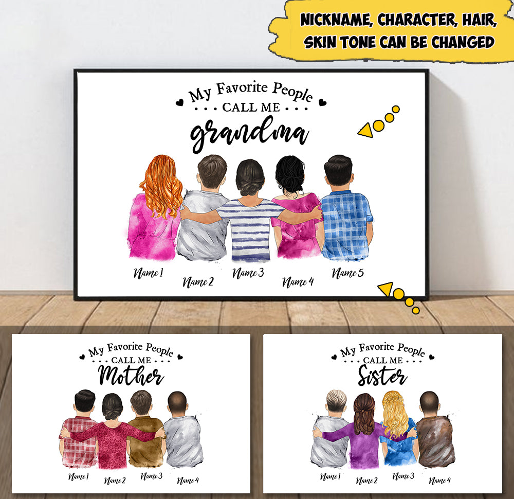 Custom Grandma's Hug, My Favorite People Call Me Nickname Poster Canvas, Perfect Gift For Mother's Day