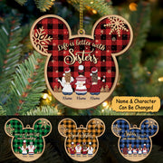 Life is better with Sisters, Personalized Wood Ornament for your beloved Sisters, Name & Character can be changed LOQN, Made By Wood And One Side Print