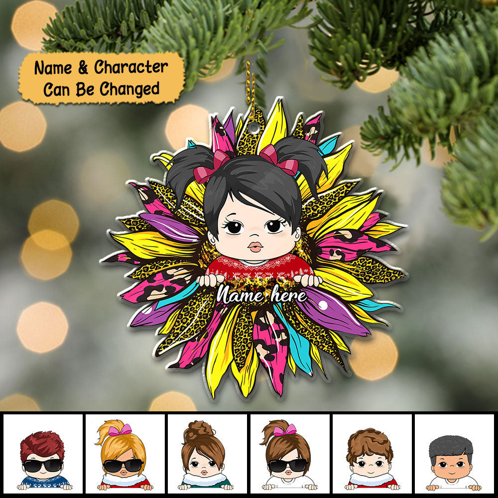 Sunflower With Grandkid Personalized Ornament For Happy Family Vr1 TRHN