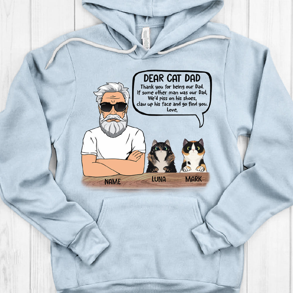 Personalized Man With Cat, Dear Cat Dad, Thank You For Being Our Dad, Father's Day Shirts, Gift For Cat Lovers