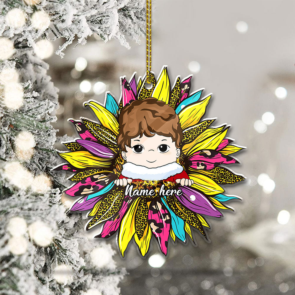 Sunflower With Grandkid Personalized Ornament For Happy Family Vr1 TRHN