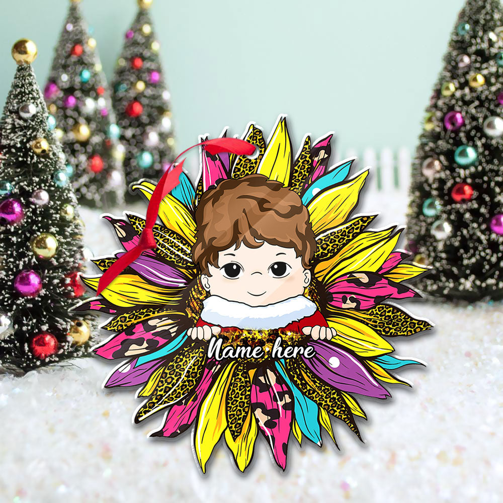 Sunflower With Grandkid Personalized Ornament For Happy Family Vr1 TRHN