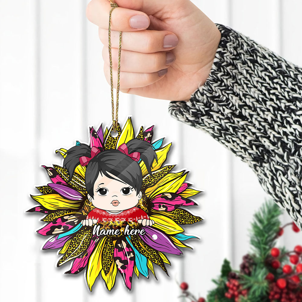 Sunflower With Grandkid Personalized Ornament For Happy Family Vr1 TRHN
