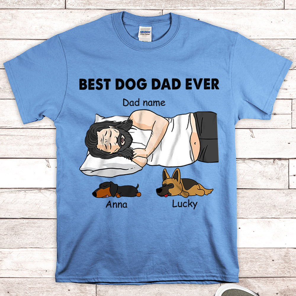 Personalized Dad Bod Sleeping With Dog, Best Dog Dad Ever, Father's Day Shirts, Gift For Dog Dad, Dog Lovers