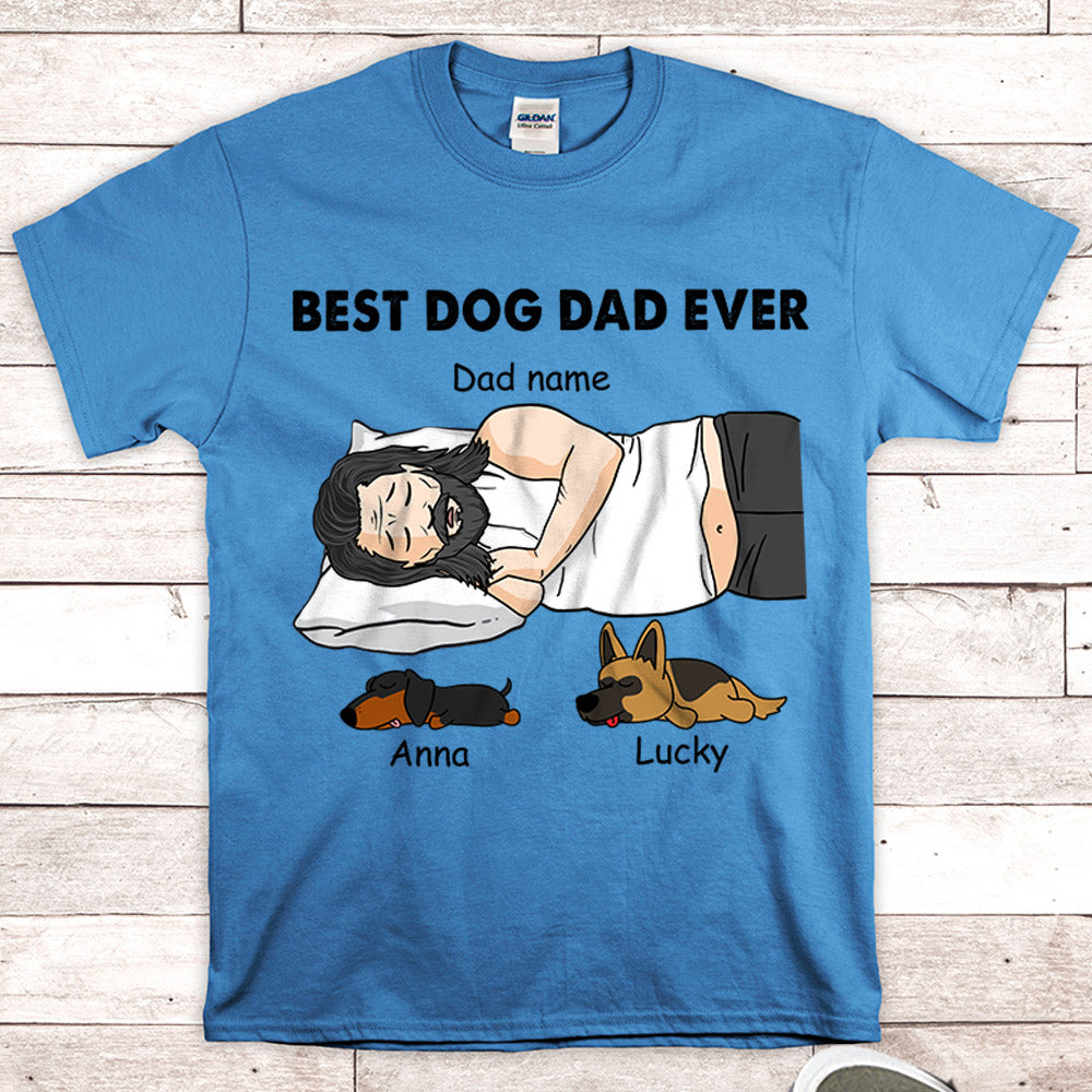 Personalized Dad Bod Sleeping With Dog, Best Dog Dad Ever, Father's Day Shirts, Gift For Dog Dad, Dog Lovers