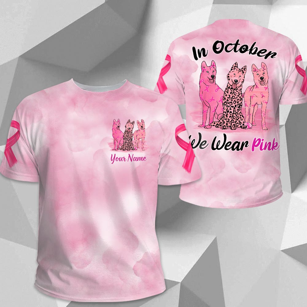 Husky Vr2 In October We Wear Pink, Breast Cancer Awareness Personalized All Over Print Shirt