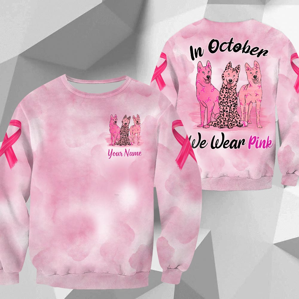Husky Vr2 In October We Wear Pink, Breast Cancer Awareness Personalized All Over Print Shirt