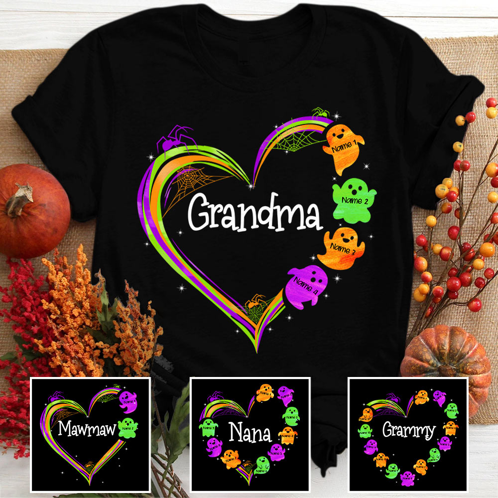 Grandma Boo Heart Halloween Personalized Shirts Vr2