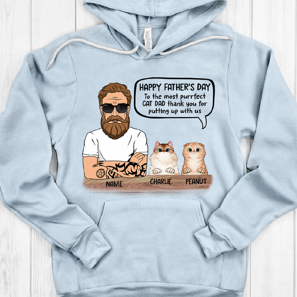 Personalized Man With Cat, Happy Father's Day, To The Most Purrfect Cat Dad, Father's Day Shirts, Gift For Cat Lovers