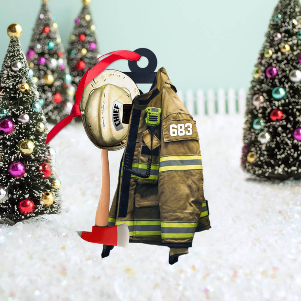 Firefighter Armor Custom Shaped Acrylic Ornament Two Sides Print Vr2, Made By Acrylic And The 2 Sides Are The Same