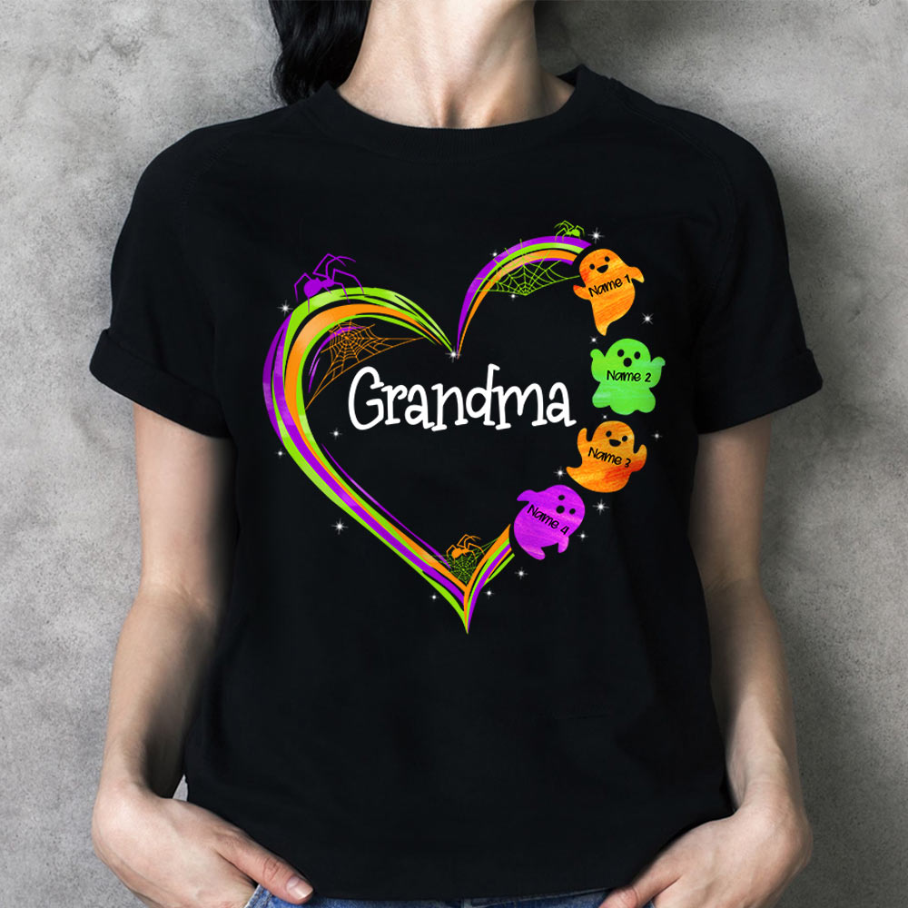 Grandma Boo Heart Halloween Personalized Shirts Vr2