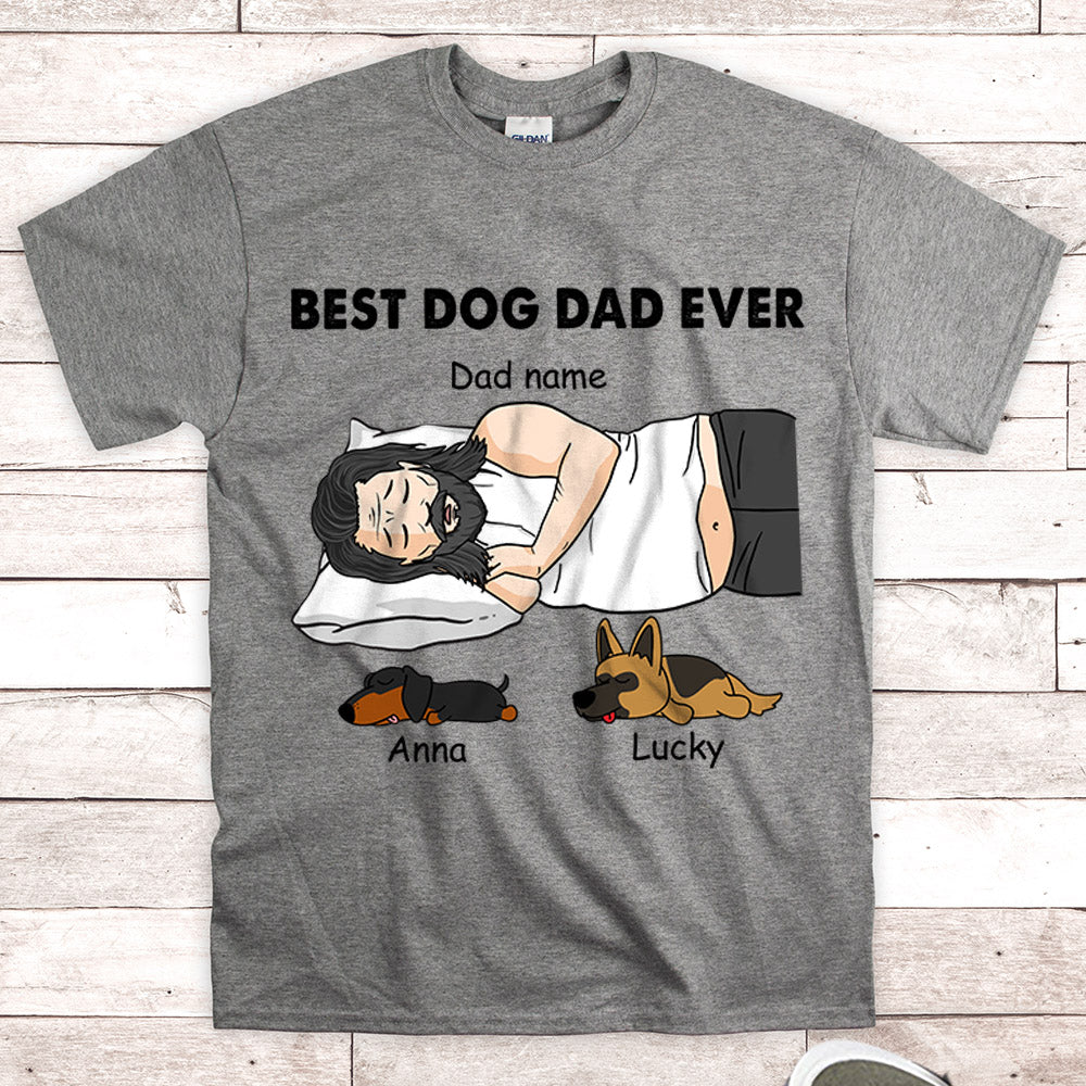 Personalized Dad Bod Sleeping With Dog, Best Dog Dad Ever, Father's Day Shirts, Gift For Dog Dad, Dog Lovers