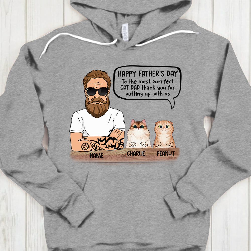 Personalized Man With Cat, Happy Father's Day, To The Most Purrfect Cat Dad, Father's Day Shirts, Gift For Cat Lovers