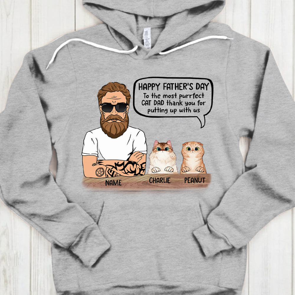 Personalized Man With Cat, Happy Father's Day, To The Most Purrfect Cat Dad, Father's Day Shirts, Gift For Cat Lovers