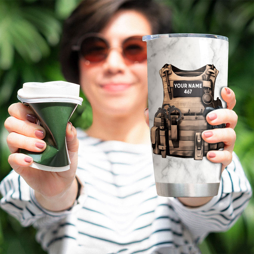 Personalized Police Tumbler, Custom Name And Number