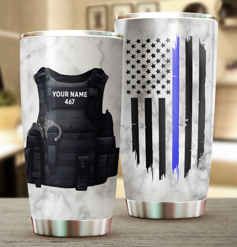 Personalized Police Tumbler, Custom Name And Number
