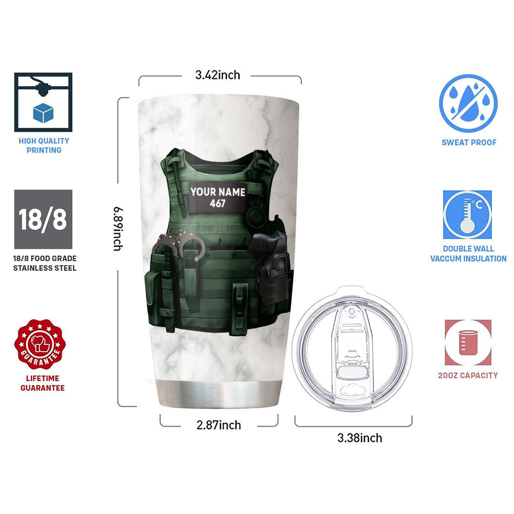 Personalized Police Tumbler, Custom Name And Number