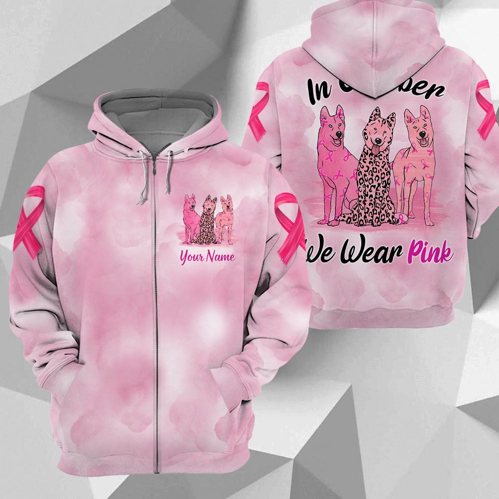 Husky Vr2 In October We Wear Pink, Breast Cancer Awareness Personalized All Over Print Shirt