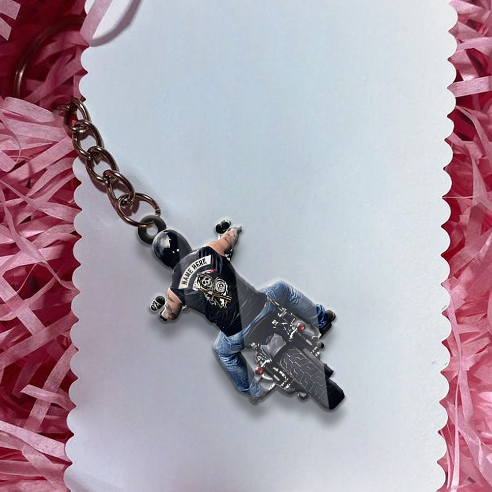 Personalized Biker Shape Acrylic Keychain 2 Sided Print