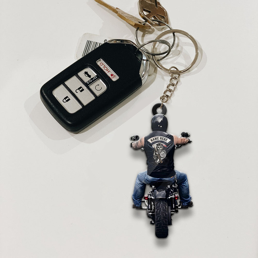Personalized Biker Shape Acrylic Keychain 2 Sided Print