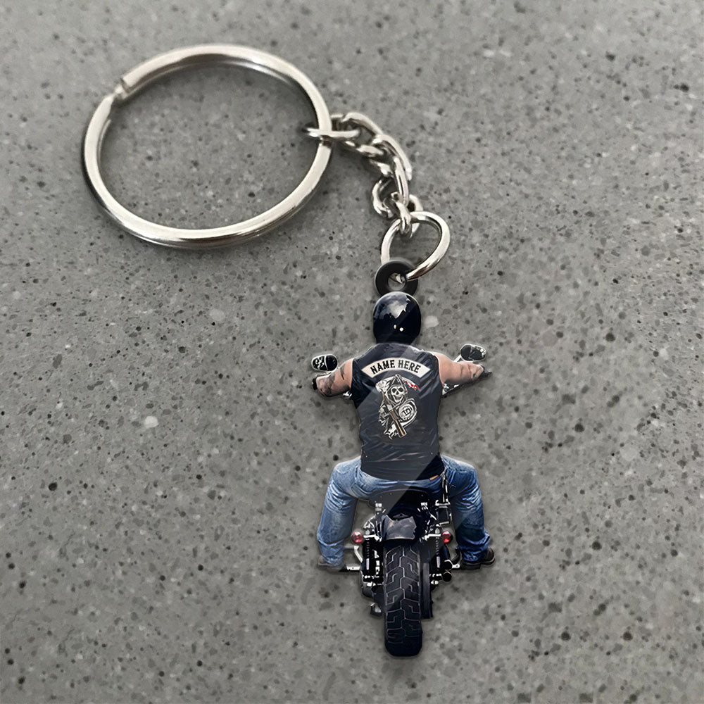 Personalized Biker Shape Acrylic Keychain 2 Sided Print