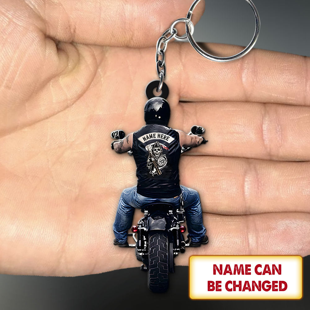 Personalized Biker Shape Acrylic Keychain 2 Sided Print