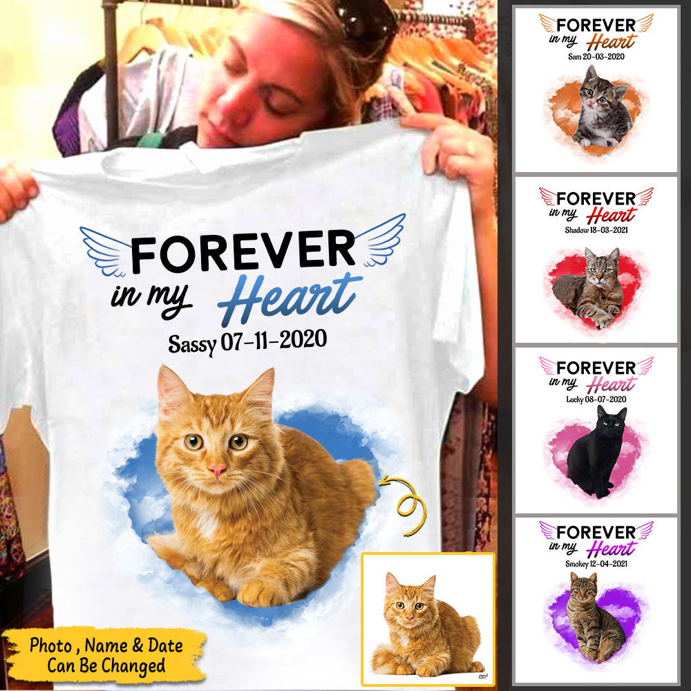 Personalized Your Photo On The Shirt, Forever In My Heart, Remembrance Shirts, Pet Loss Gift, Gift For Pet Mom, Pet Dad