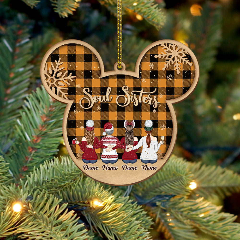 Life is better with Sisters, Personalized Wood Ornament for your beloved Sisters, Name & Character can be changed LOQN, Made By Wood And One Side Print