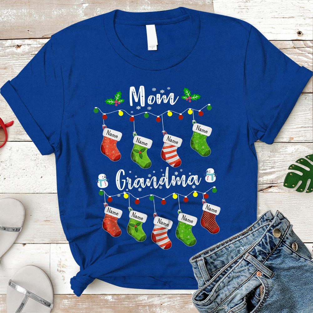 Mom To Grandma Christmas Socks Personalized Shirt For Grandma