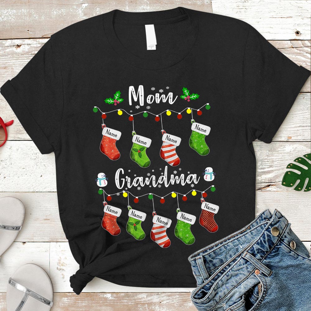 Mom To Grandma Christmas Socks Personalized Shirt For Grandma