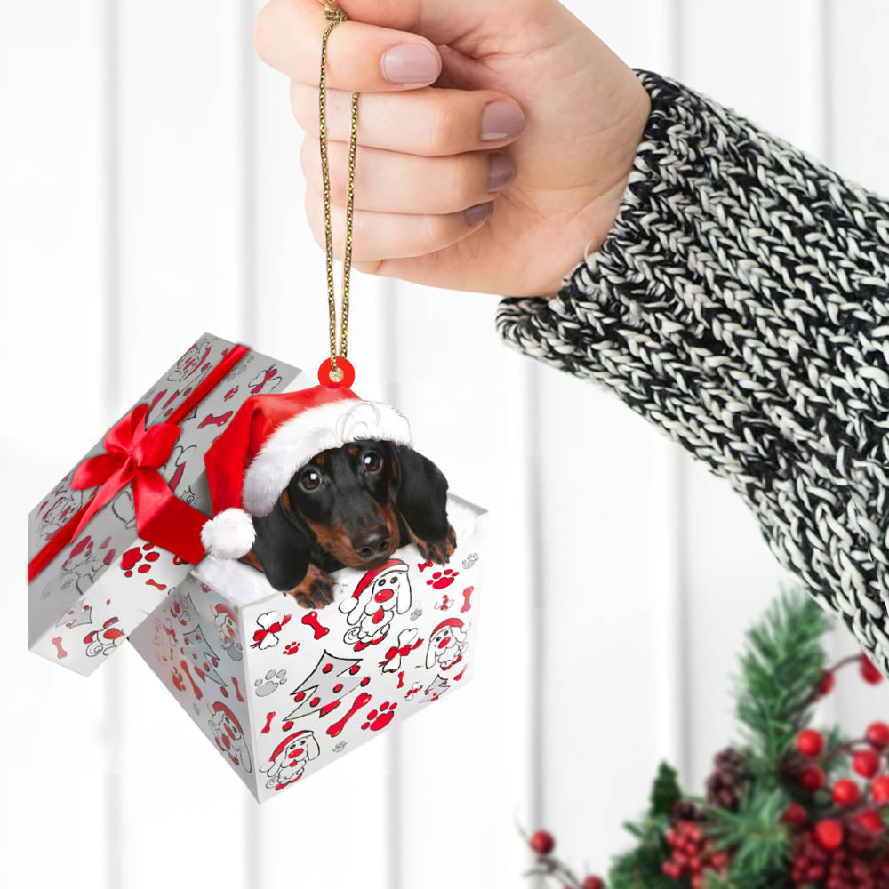 Dachshund Christmas Gift Cut Shaped Acrylic Ornament Two Sides, Wiener, Doxie Mom, Lovers Dachshund, Made By Acrylic And The 2 Sides Are The Same