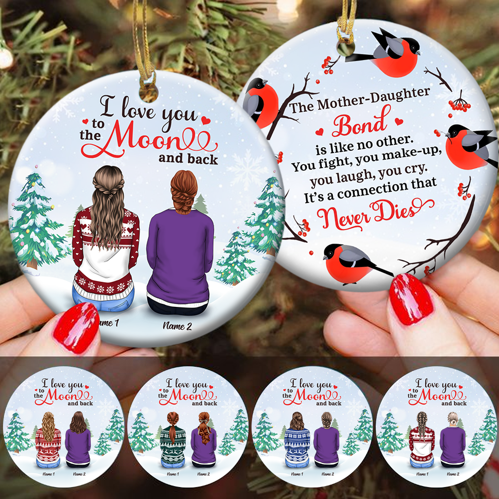 I Love You to the Moon & Back, Christmas Gift, Personalized Ornament for you & your beloved mom, TRNA