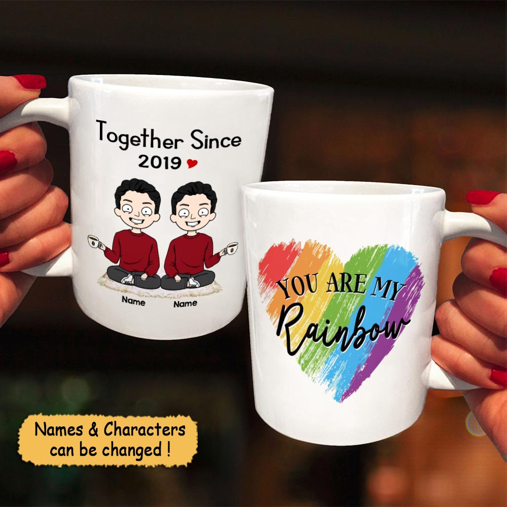 Personalized Mug For Couples, Lgbt Community, Together Since Year, You Are My Rainbow, Names & Characters Can Be Changed